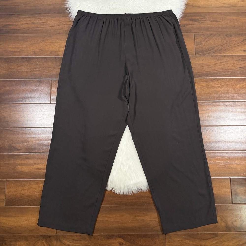 Eileen Fisher Women's Size 3X Brown Silk Tapered Leg Pull On Pants